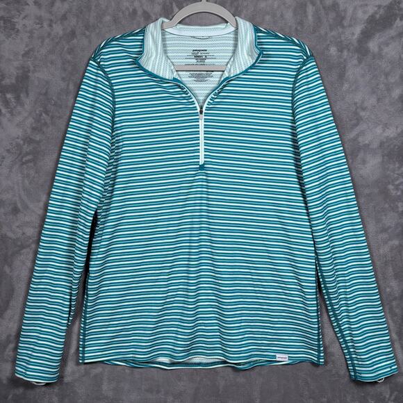 Patagonia Women’s Capilene 3 Striped 1/4 Zip Pullover XL Blue - Picture 1 of 6